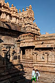 The great Chola temples of Tamil Nadu - The Airavatesvara temple of Darasuram. S-E corner of the temple facing the entrance gopura. 